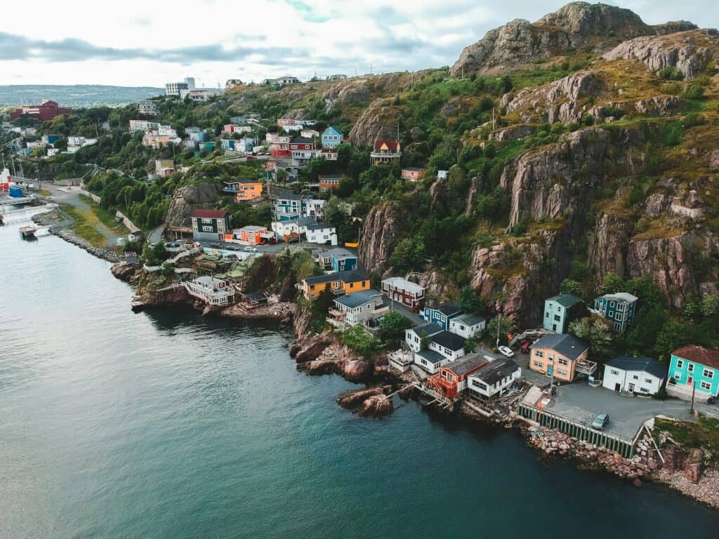 View of Homes located next to St. John's Narrows, Newfoundland